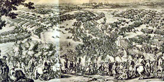 The Battle of Poltava showing the Russian camp and redoubts