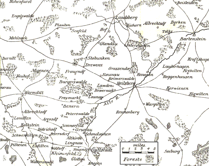 Map of the area around Heilsberg 