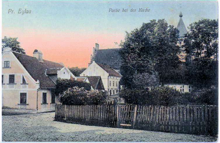 Hand tinted postcard of Eylau 1900