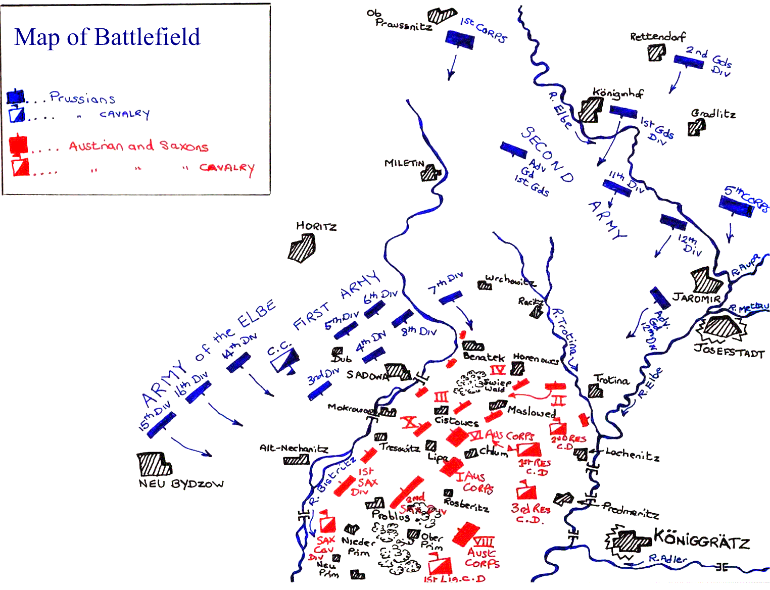 Map of Battlefield. 3rd  July 1866.